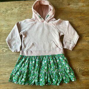 Boden Hooded Sweatshirt Dress with Floral Skirt – Girls 6–7Y (122cm)